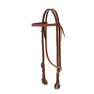 5/8" Oiled Hermann Oak Harness Leather Browband Headstall with Buckle Bit Ends