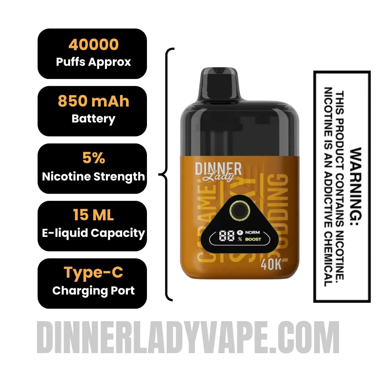 Caramel Sticky Pudding Dinner Lady Desserts 40K Disposable Vape - Image 2