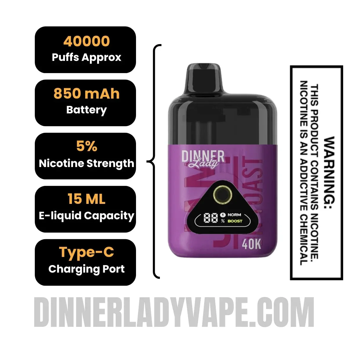 Jam On Toast Dinner Lady Desserts 40K Disposable Vape - Image 2