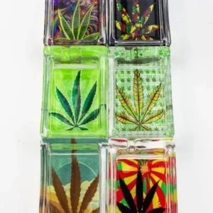 Rectangle Glass Ashtray Leaf