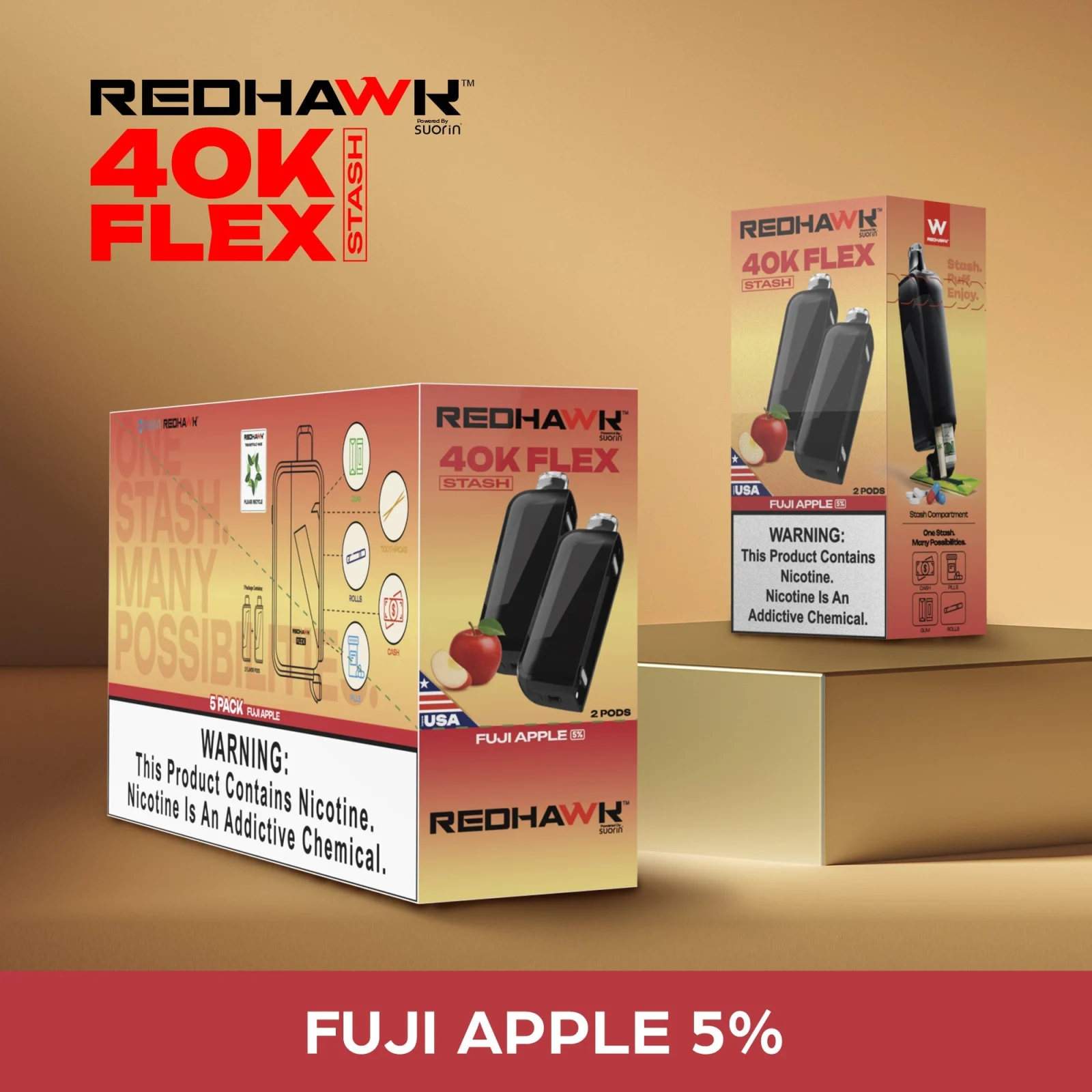 RedHawk 40K FLEX Stash FUJI APPLE 2 Pack Replacement Pods - Image 2
