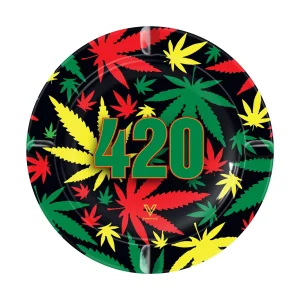 V Syndicate 420 Rasta Round Metal Ashtray - 5in