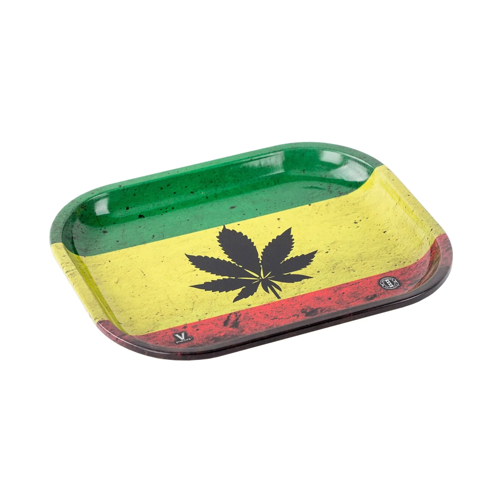 V Syndicate Rasta Leaf Metal Rolling Tray - 7in - Image 2
